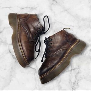 Dr. Martens Made In England Vintage Low Chunky Heel Boots Brown Size 6